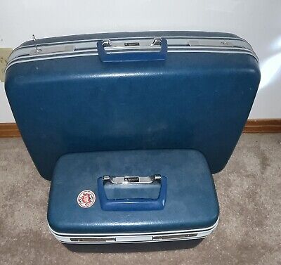 VTG 2 Samsonite Luggage Makeup Case Ser Shwayder Bros Hard Suitcases & Key EUC