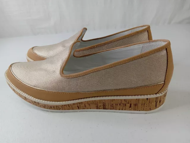 Donald J Pliner Loafers Shoes Women's Slip On Leather & Textile.5M Gold/Tan #969