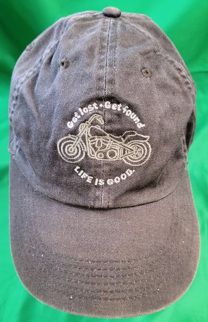 Life Is Good Motorcycle Cycle Hat Cap Strapback Embroidered "Get Lost Get Found"