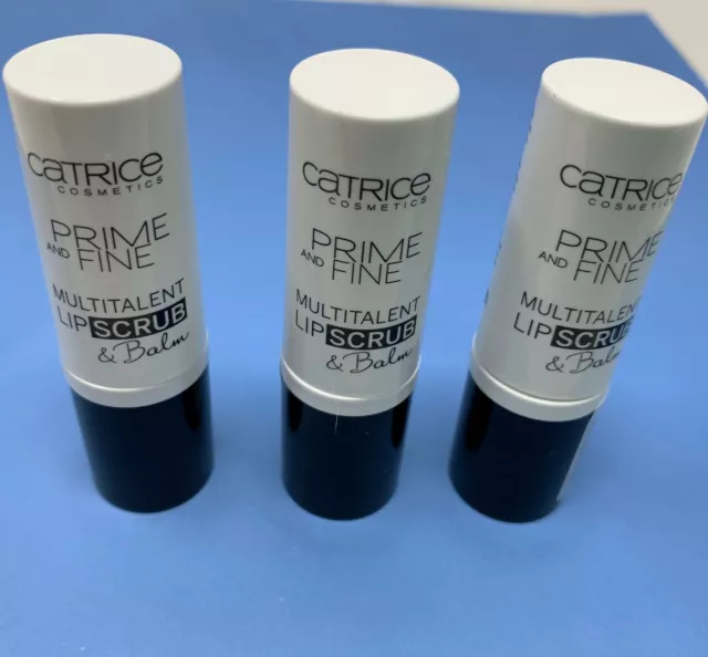 Paquete de 3 exfoliantes labiales y bálsamo multitalento Catrice Cosmetics Prime & Fine 0,14 oz