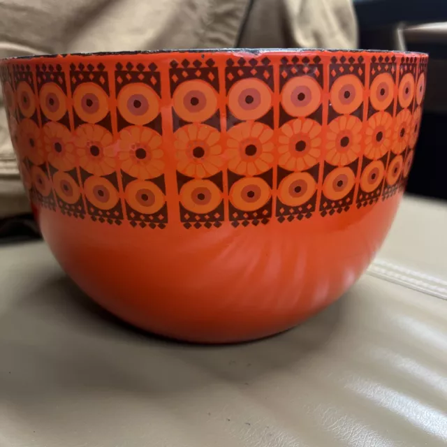 Vintage Mid-Century Modern FINEL Kaj Franck Arabia Finland Red Enamel Daisy Bowl