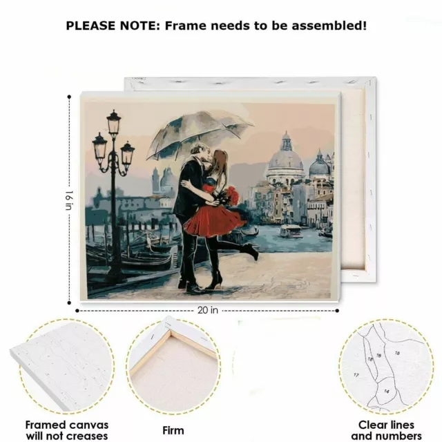 Romantic Couple DIY Oil Acrylic Painting Kit Paint By Numbers with Frame 40x50cm