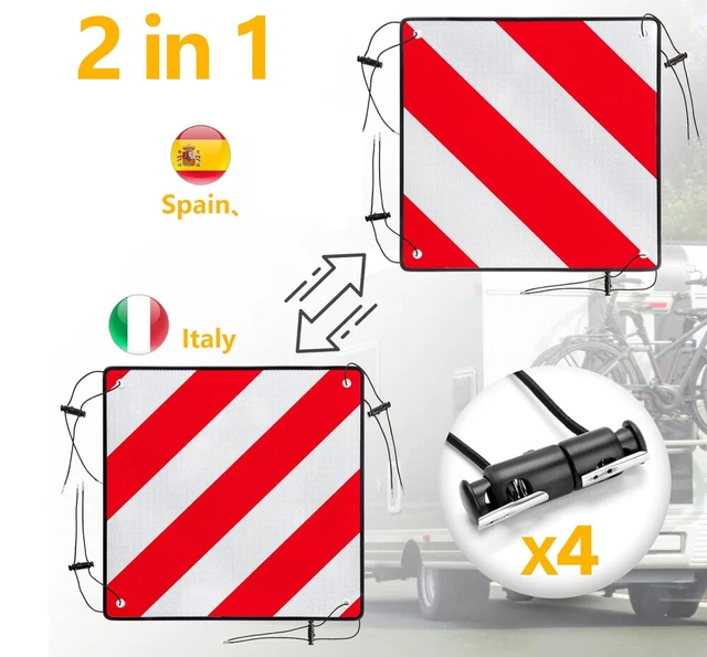 Segnale Riflettente 2 In 1 Italia-Spagna - Alluminio, 50x50 Cm, Per Camper E Rimorchi - Foto 7
