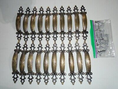 Lot of 20 Salvaged Vintage Ornate Brass Cabinet Door Drawer Handle Pulls