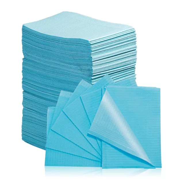 ValdentUSA Blue Triple Layer Disposable Dental, Tattoo Bibs 18x13 - Pack of 500