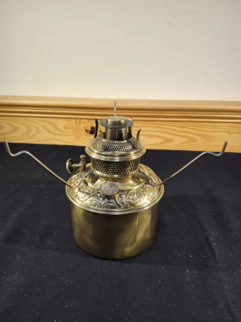 Brass Oil Lamp Font Pot Bradley Hubbard B&H GWTW Oil Kerosene Center Draft READ