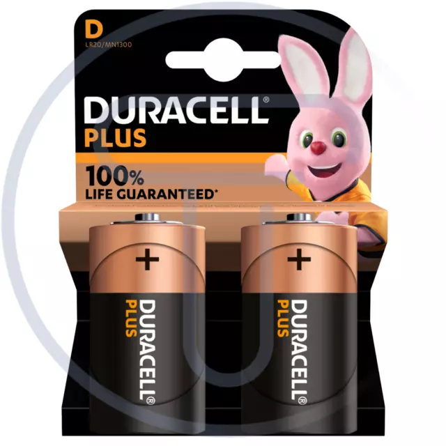 Blister da 2 pile alcaline 1,5V Duracell "Plus" - torcia, D, LR20, MN1300