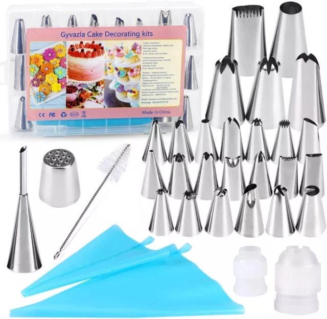 32 Pcs Cake Piping Nozzles Tips, 25 Stainless Icing Nozzles, 2 Reusable bags 2