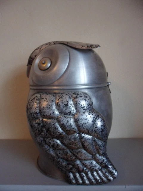 Seau à Glace En Aluminium, Forme Hibou, 30 Cm De Haut, Argenté, Vintage Occasion