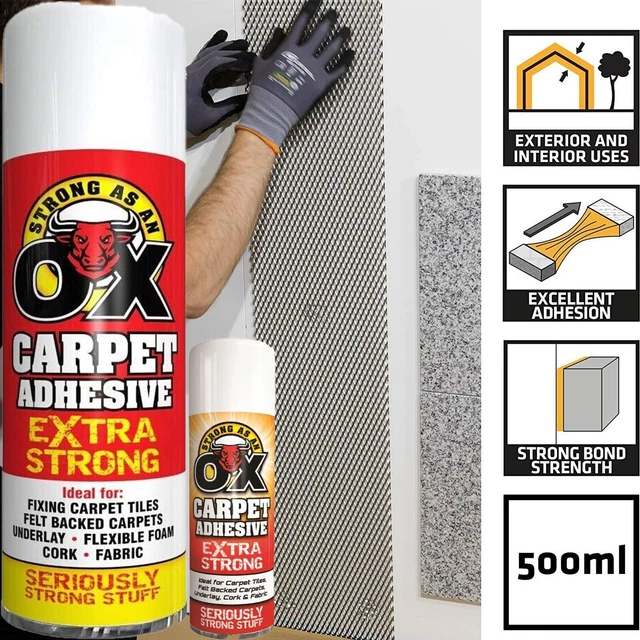 2 x 500 ml tessere tegole in pelle schiuma tappeto colla spray tessuto resistente