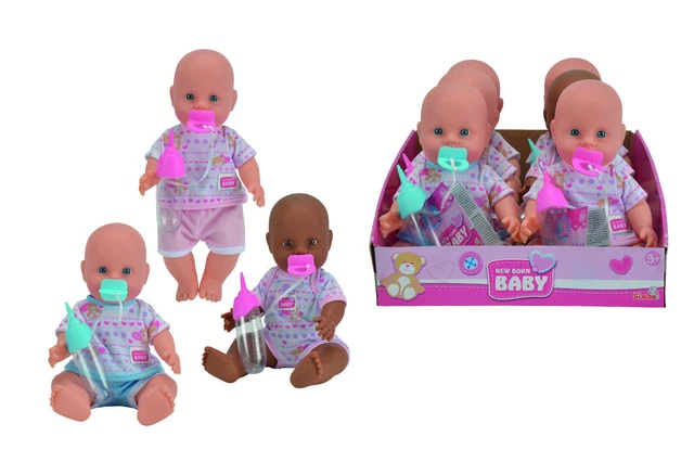 Vinyl Baby Puppe Set mit Schnuller und Fläschen Trinkt macht Pippi New Born Baby