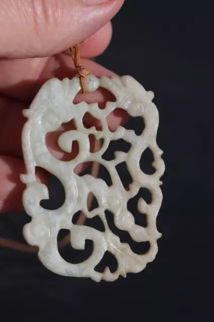 Antique Chinese 20thC Republic Period Carved Jade / Hardstone Dragon Pendant