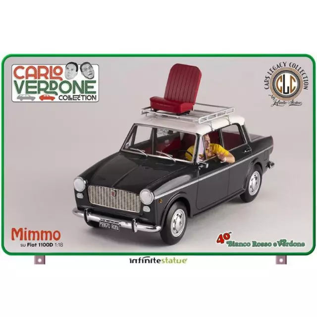 MIMMO SU FIAT 1100 1/18 Carlo Verdone Statua Bianco Rosso e Verdone by INFINITE