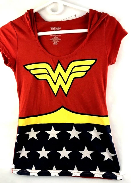 Girls L WONDER WOMAN Dress Top Hoodie Costume Play Dress Up Halloween