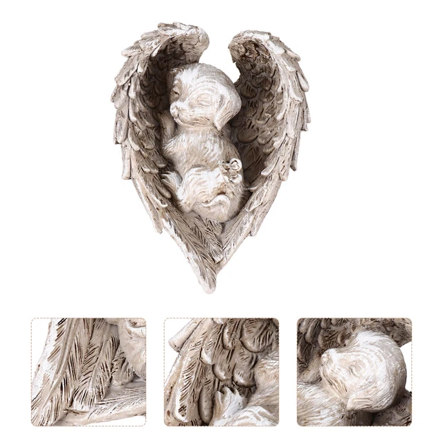 Engel Hund Statue – Schlafender Hund Mit Flügeln Als Gartenfigur & Erinnerungsstück (25,4 Cm, Polyresin)