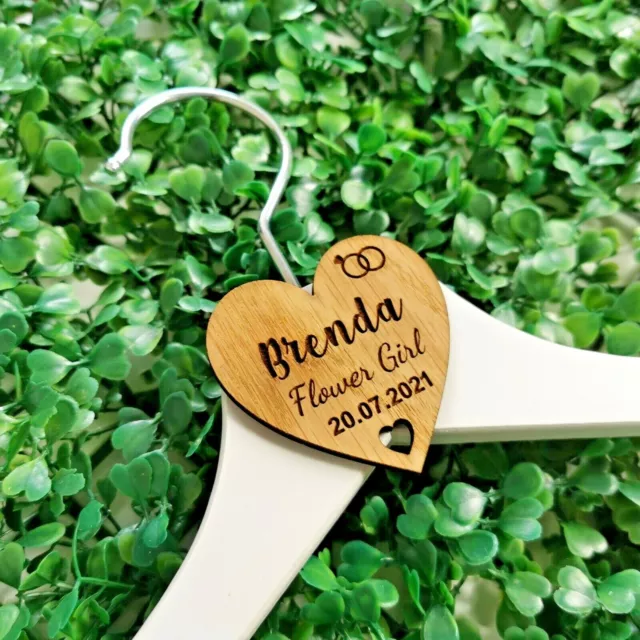 Personalised Wedding Hanger Tags, Party Wooden Heart Laser Engraved Coat Bride 2