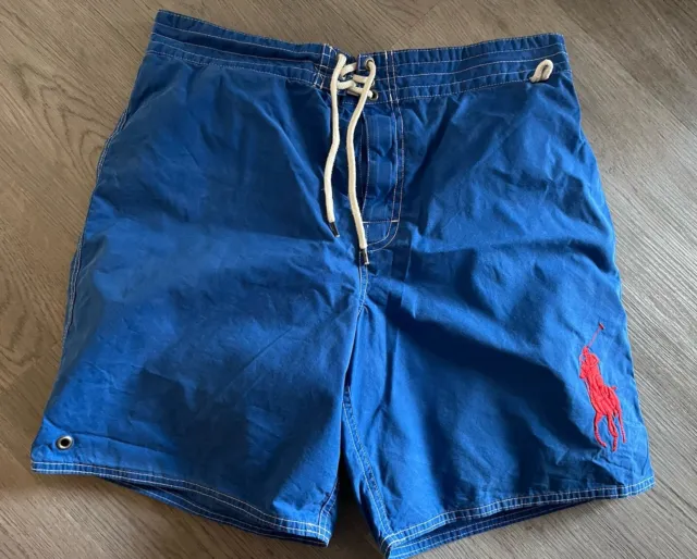 Polo Ralph Lauren Mens Blue Big Pony Swim Shorts - Size Large / Waist 34 Inch