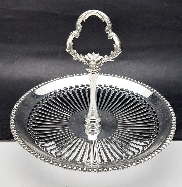 Supporto per piatti vintage placcati in argento per torta / uva
