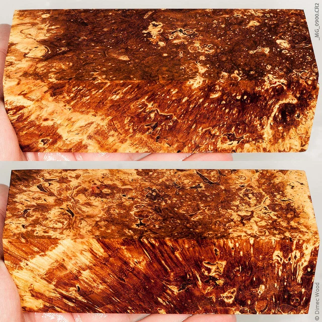 Caja de madera estabilizada bloque de burl de saúco, bloque de mango de...