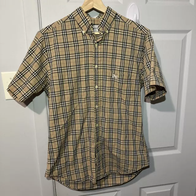 Vintage Burberrys Of London Nova Check Short Sleeve Shirt Men’s Size 37 S