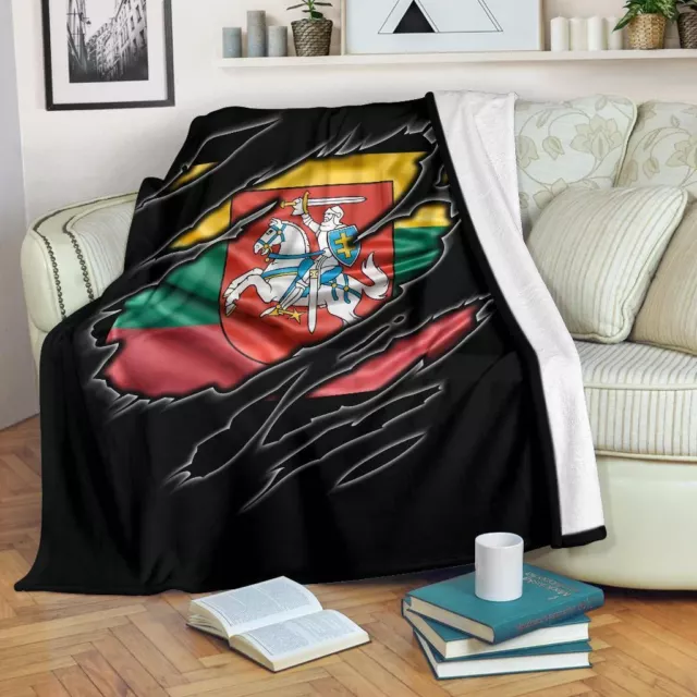 Lithuania Flag Coat of Arms Vytis Premium Blanket