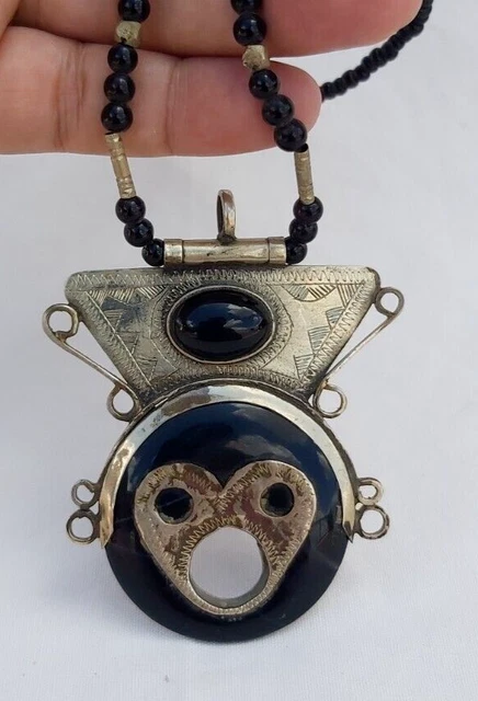 Vintage Bohemian Tuareg Berber African Pendant Pair Agate Beautiful Tribal Ethni