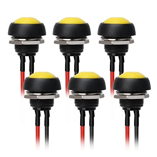 STARELO 6PCS 12mm Momentary Push Button Switch Mini Round Waterproof SPST Swi...