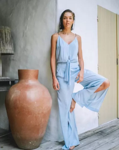 NWT VIX Paula Hermanny Solid Nora Jumpsuit, Light Blue, Medium, NEW,