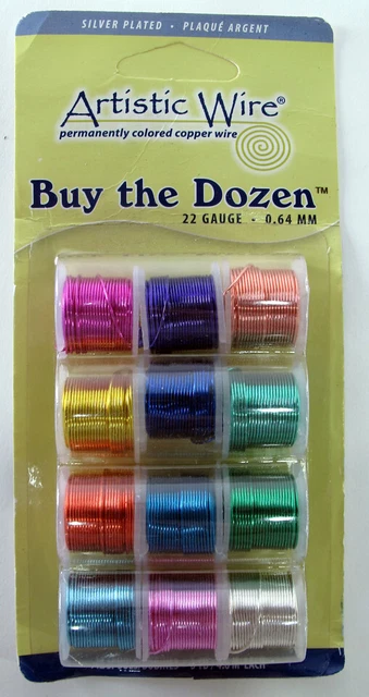 12 - Artistic Wire Permanently Colored Silver Plated Spools 22-Gauge