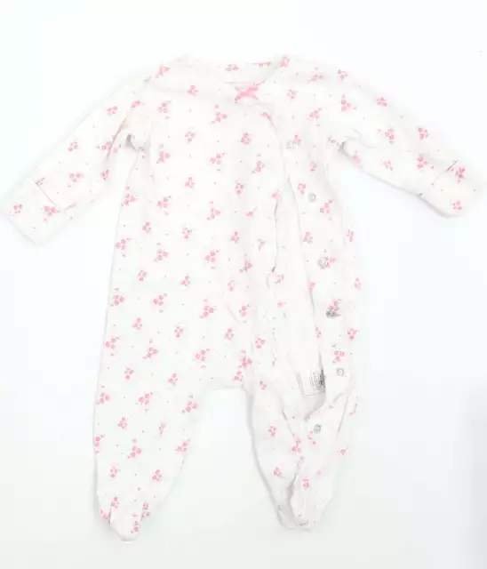 NEXT Girls White Floral Cotton Babygrow One-Piece Size 0-3 Months