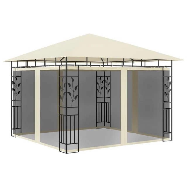 vidaXL Garten Pavillon 3x3m Gartenzelt Partyzelt Festzelt Mit Moskitonetzen Crem