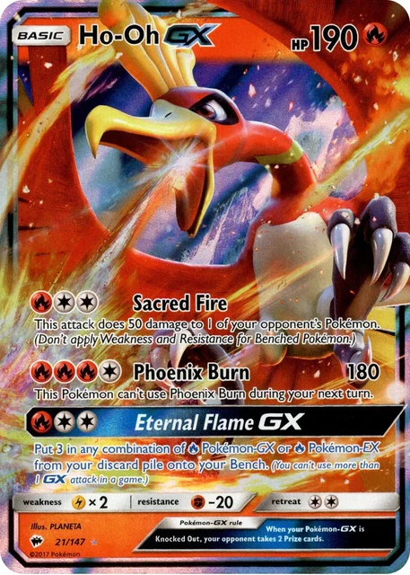 Ho-Oh GX 21/147 Burning Shadows Sun & Moon Vintage Pokemon Card TCG Near Mint NM