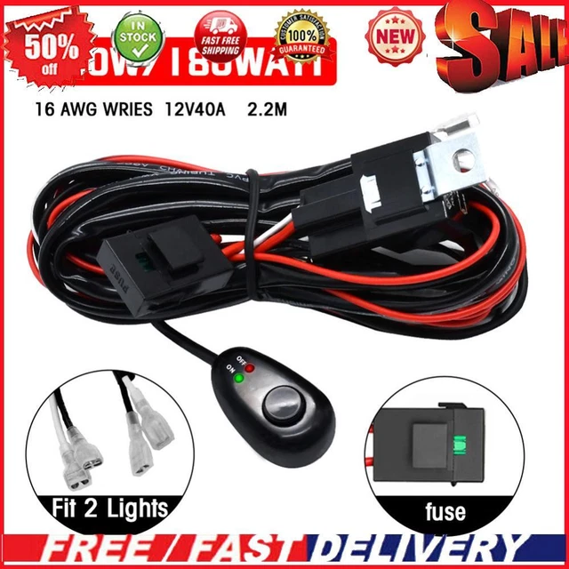 Kit Cablaggio per Lampada da Lavoro LED Accessori Auto (2 Piombi)