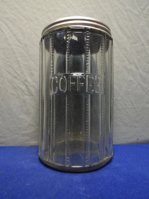 Vintage Hoosier Cabinet Embossed Zipper Coffee Canister Jar 7.5” X 4”