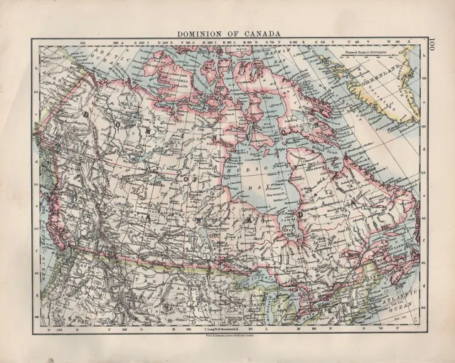 1909 Victorian Map ~ Dominion Of Canada ~ British Columbia Ontario