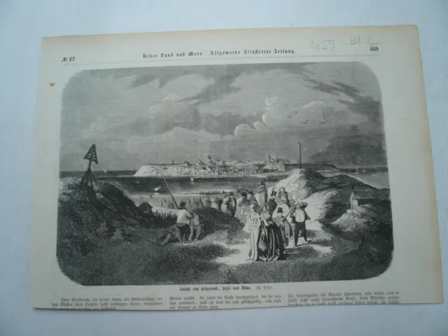 Helgoland anno 1859, Holzstich aus Ueber Land und Meer    15 x 22 cm..
