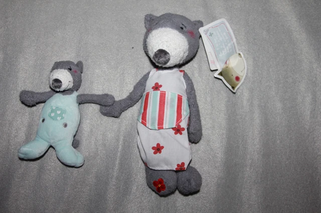 DOUDOU PELUCHE Carreblanc Carre Blanc Ptit Loup Maman Bebe Gris Neuf Etiquette EUR 20,00 