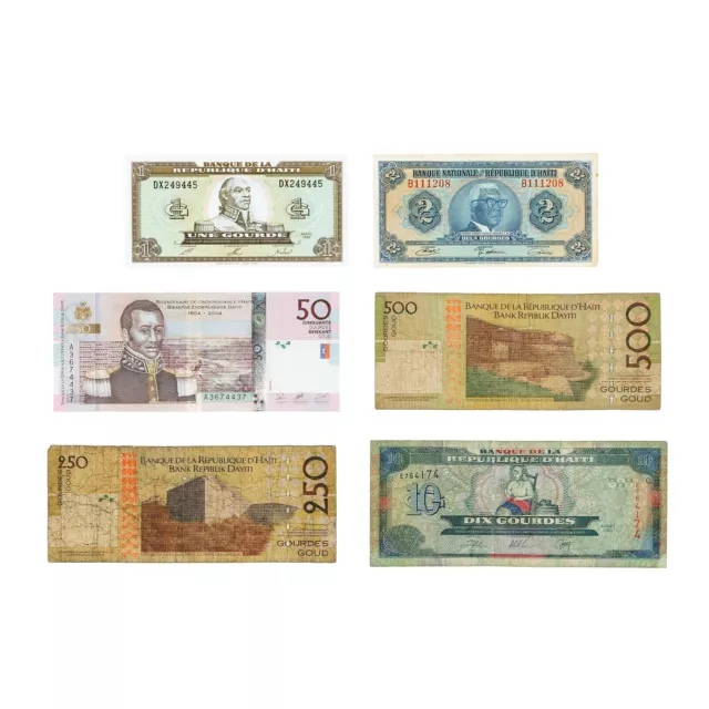 6 diff. Haiti Paper Money Notes G-AU