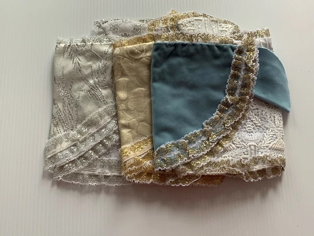 Vintage Bambino Di Praga 9 " Abito Con Pizzo Brocade Misto Colori 3 Pz. Lotto