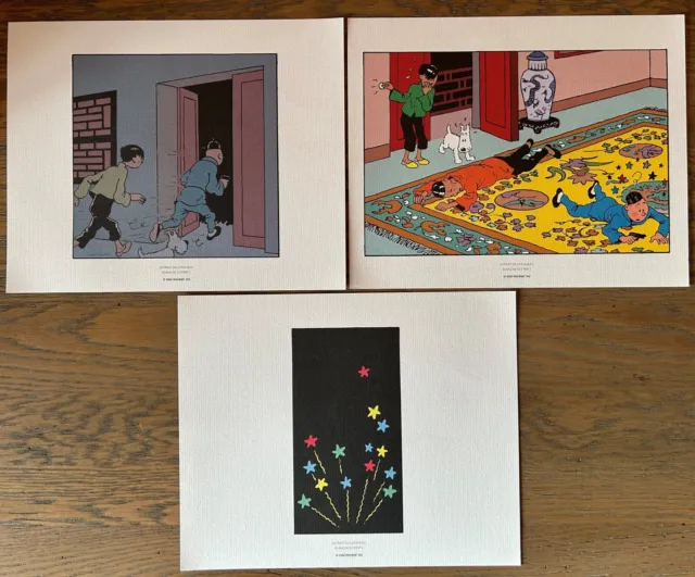 lot Tintin Hergé de 6 lithographies Ex Libris 2011 Lotus Bleu Oreille Cassée