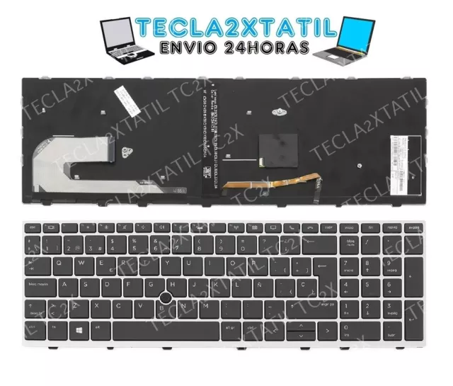 HP EliteBook 755 G5 850 G5 850 G6 TECLADO EN ESPAÑOL MARCO PLATA RETROILUMINADO