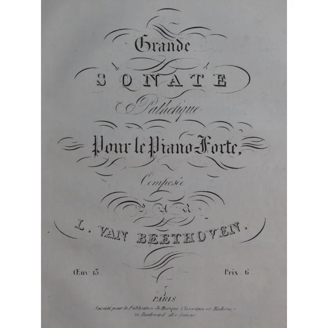 BEETHOVEN Sonate op 13 Pathétique Piano ca1820