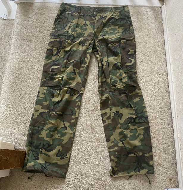 VINTAGE VIETNAM WAR ERDL Rip Stop Jungle Camo Pants Large Long Brown