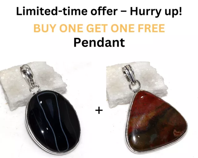 Banded Black Onyx, Bloodstone Fresh Stock Deals Pendant Combo Set 2-2" GW