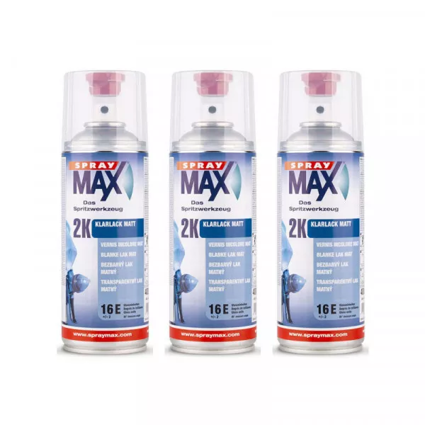 Lot de 3 bombes de vernis de finition - Automobile - Mat - 2K Spray max - 400ml