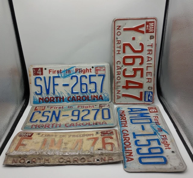 LOT OF 5 North Carolina NC Modern License Plates Vintage Rustic trailer