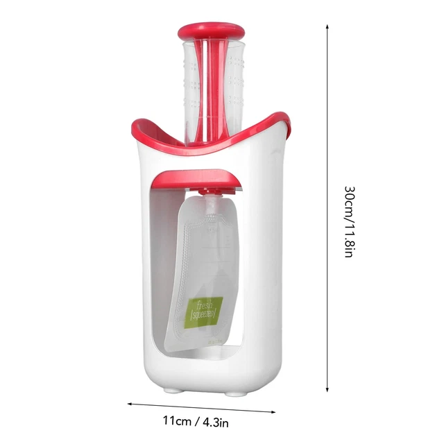 (Red)Fruit Puree Squeeze Station Homemade Baby Food Maker With Squeeze Bag