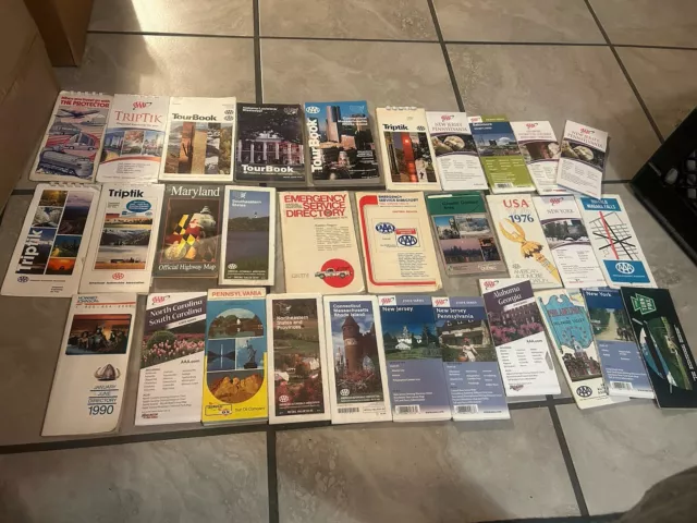 Large Lot of AAA Tour Books Maps Triptiks Brochures Variety 1970s-1990's