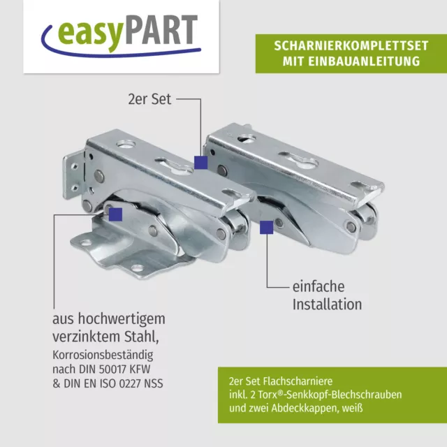 Türscharnier Set wie BOSCH 00481147 für Kühlschrank easyPART 2