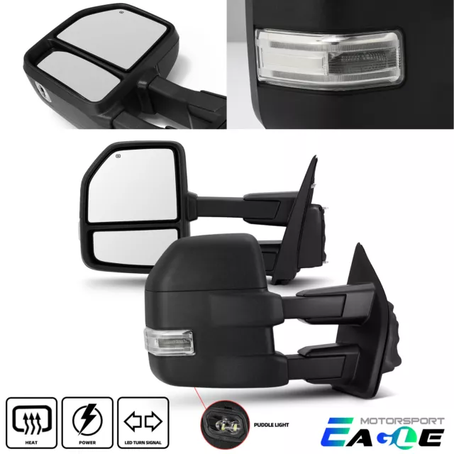 For 2015-2018 F150 Towing Mirrors Power/Heated LED Signal/Puddle/Auxiliary Light
